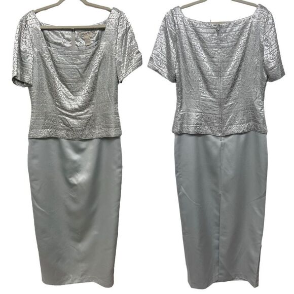 Vintage Marie St. Claire Silver Prom Dress Gray Formal Dress Ballgown Midi Dress - Picture 1 of 15